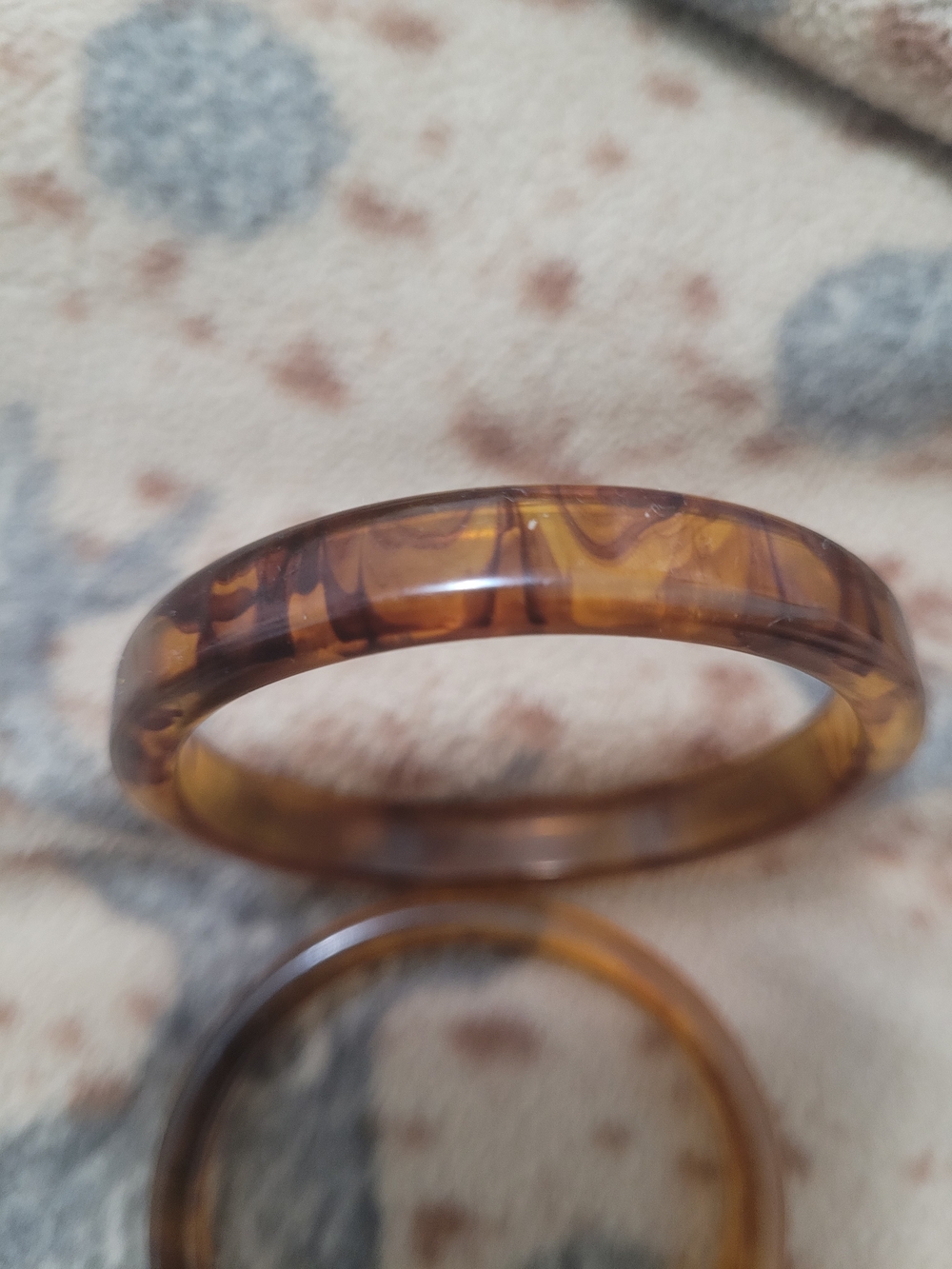 Vintage Amber Lucite tortoiseshell Bangle Bracelet Duo